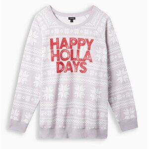 Torrid Happy Holla Days Classic Fit Super Soft Plush Crew Neck Sweatshirt